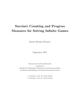 Succinct Counting and Progress Measures for Solving Infinite Games