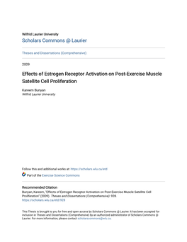 Effects of Estrogen Receptor Activation on Post-Exercise Muscle Satellite Cell Proliferation