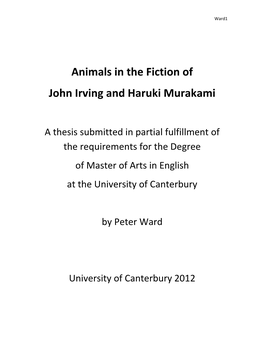 Animals in the Fiction of John Irving and Haruki Murakami