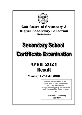 APRIL 2021 Result