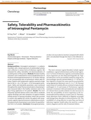 Safety, Tolerability and Pharmacokinetics of Intravaginal Pentamycin