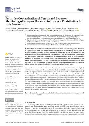 Pesticides Contamination of Cereals and Legumes: Monitoring of Samples Marketed in Italy As a Contribution to Risk Assessment