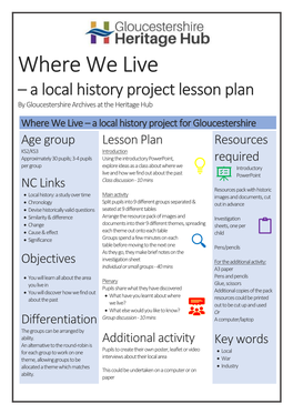 Where We Live – a Local History Project Lesson Plan by Gloucestershire Archives at the Heritage Hub