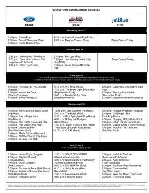 Sunfest 2006 Entertainment Schedule