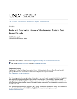 Burial and Exhumation History of Mississippian Strata in East-Central Nevada" (2012)
