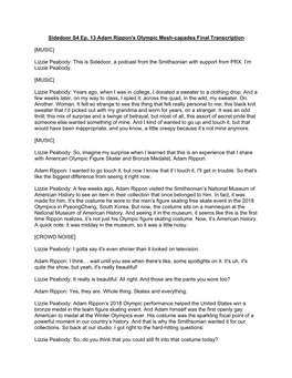 Sidedoor S4 Ep. 13 Adam Rippon's Olympic Mesh-Capades Final Transcription