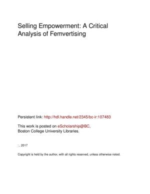 Selling Empowerment: a Critical Analysis of Femvertising