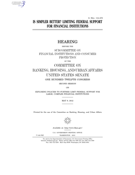 Limiting Federal Support for Financial Institutions