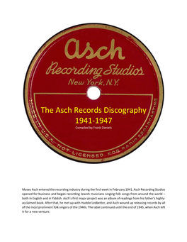 The Asch Records Discography 1941-1947
