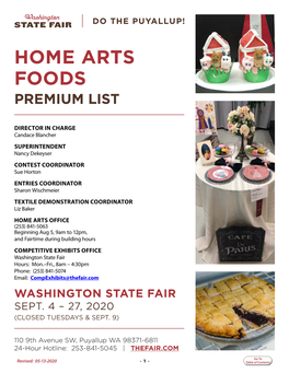 Home Arts Foods Premium List