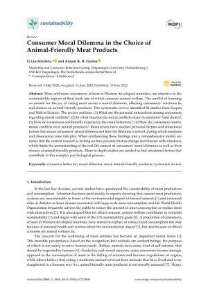 Consumer Moral Dilemma in the Choice of Animal-Friendly Meat Products