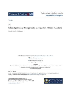The Legal Status and Regulation of Bitcoin in Australia