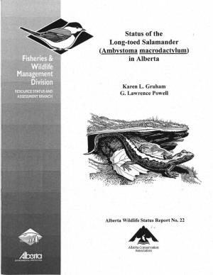 Status of Long-Toed Salamander in Alberta 1999
