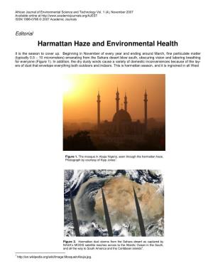 Harmattan Haze and Environmental Health