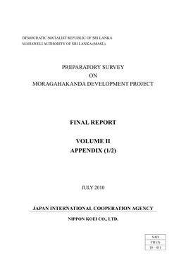 Final Report Volume Ii Appendix (1/2)