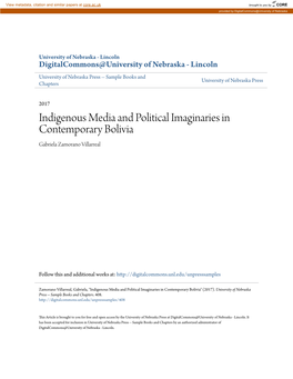 Indigenous Media and Political Imaginaries in Contemporary Bolivia Gabriela Zamorano Villarreal