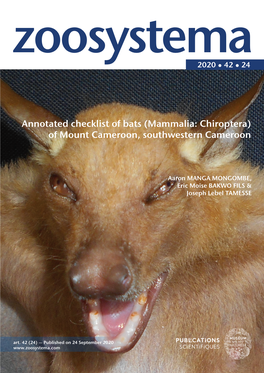 Annotated Checklist of Bats (Mammalia: Chiroptera) of Mount Cameroon, Southwestern Cameroon