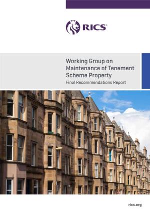 Working Group on Maintenance of Tenement Scheme Property Final Recommendations Report