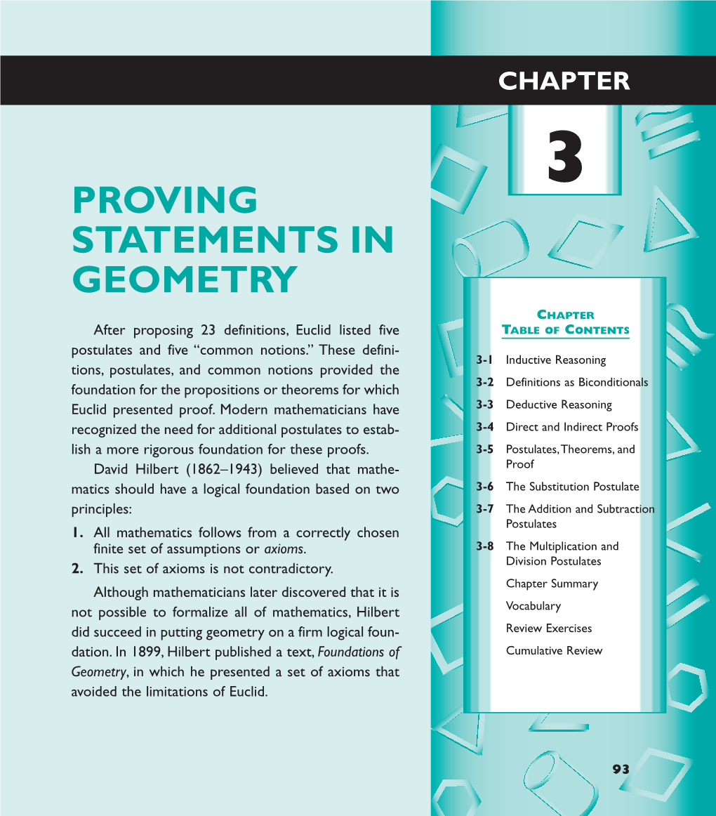 Chapter 3 Proving Statements in Geometry