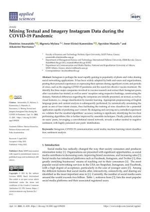 Mining Textual and Imagery Instagram Data During the COVID-19 Pandemic