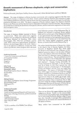 Genetic Assessment of Borneo Elephants