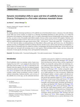 Dynamic Microhabitat Shifts in Space and Time of Caddisfly Larvae (Insecta: Trichoptera) in a First‐Order Calcareous Mountain Stream
