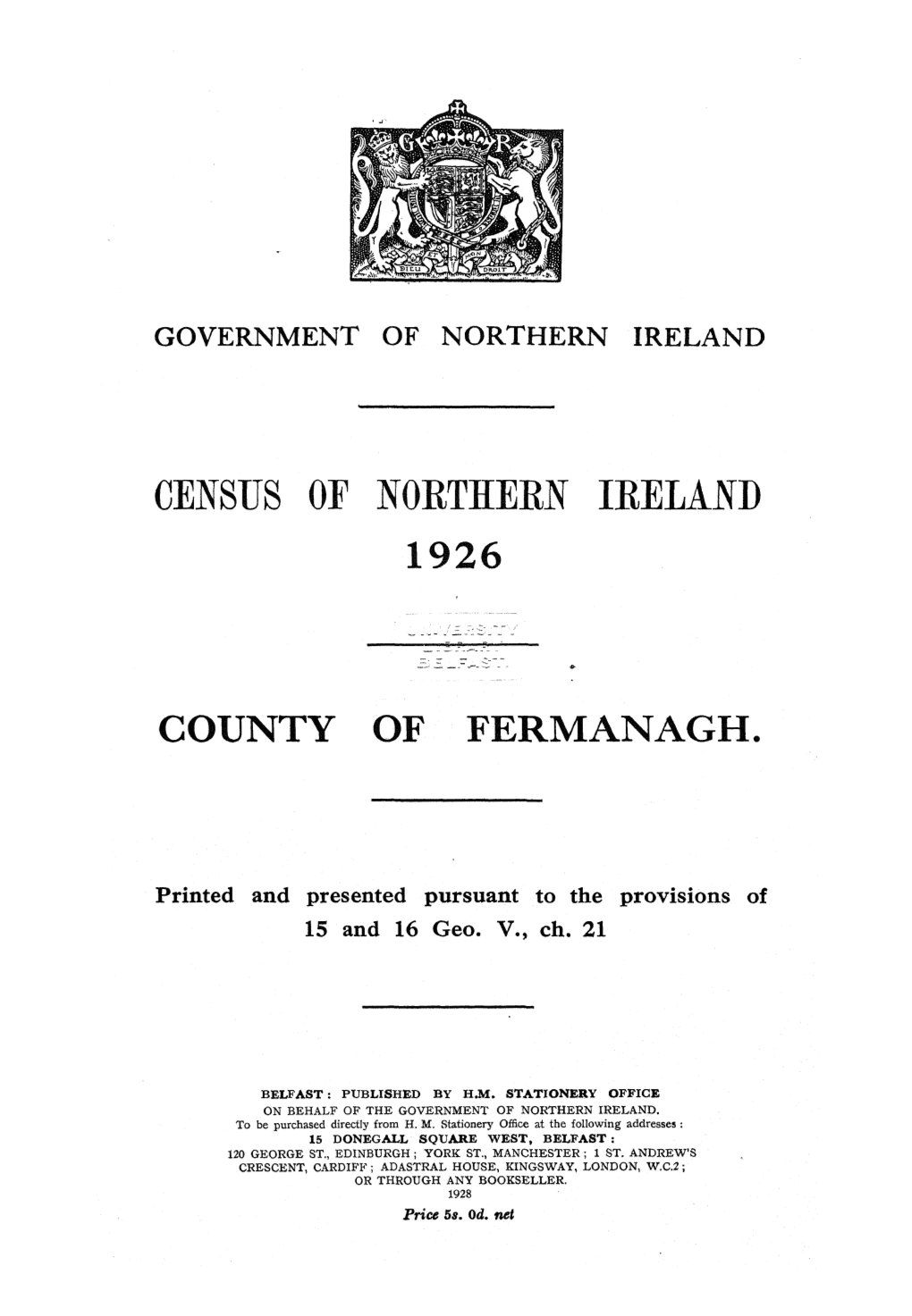 1926 Census County Fermanagh Report