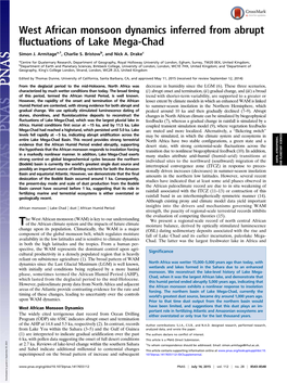 West African Monsoon Dynamics Inferred from Abrupt Fluctuations of Lake Mega-Chad