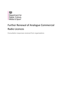 Further Renewal of Analogue Commercial Radio Licences