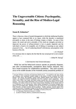 Psychopathy, Sexuality, and the Rise of Medico-Legal Reasoning