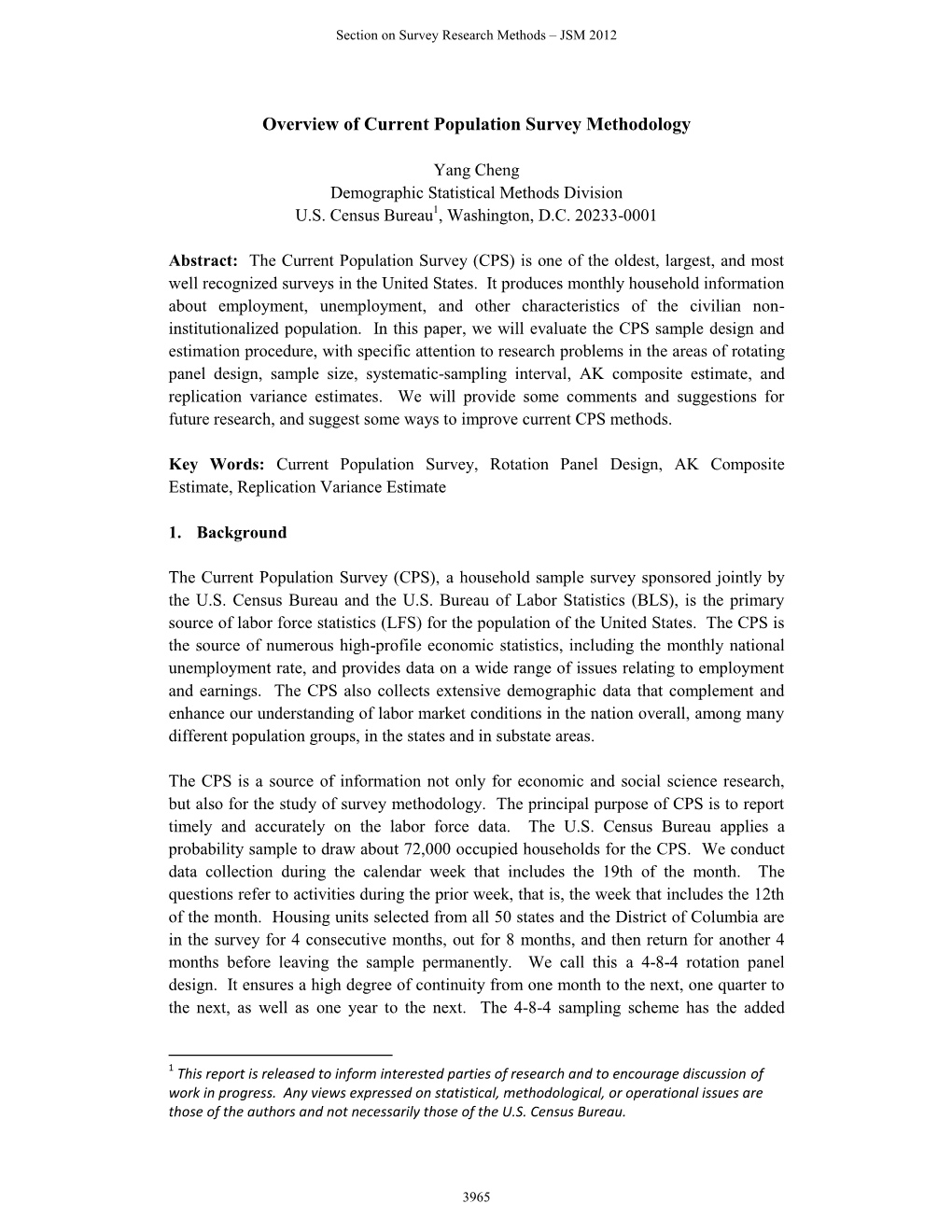 Overview of Current Population Survey Methodology