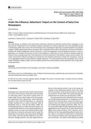 Under the Influence: Advertisers' Impact on The