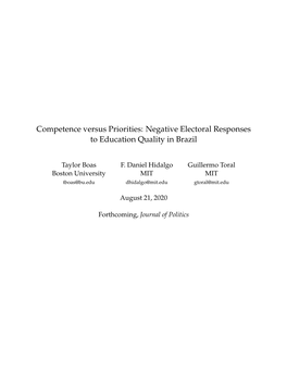 Competence Versus Priorities: Negative Electoral Responses to Education Quality in Brazil