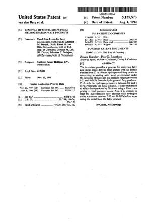 United States Patent (19) 11) Patent Number: 5,135,573 Van Den Berg Et Al