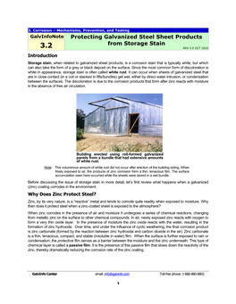 Protecting Galvanized Steel Sheet Products from Storage Stain