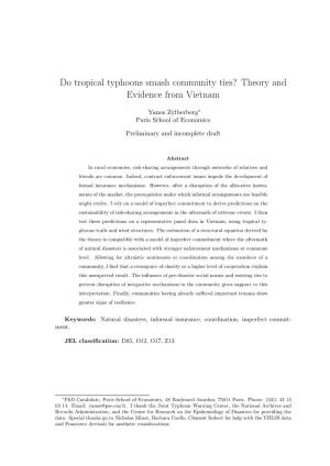Do Tropical Typhoons Smash Community Ties? Theory and Evidence from Vietnam