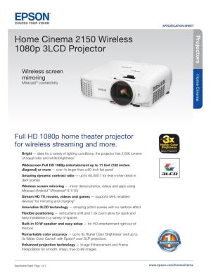Home Cinema 2150 Wireless 1080P 3LCD Projector