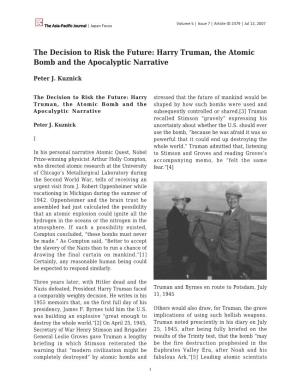 Harry Truman, the Atomic Bomb and the Apocalyptic Narrative