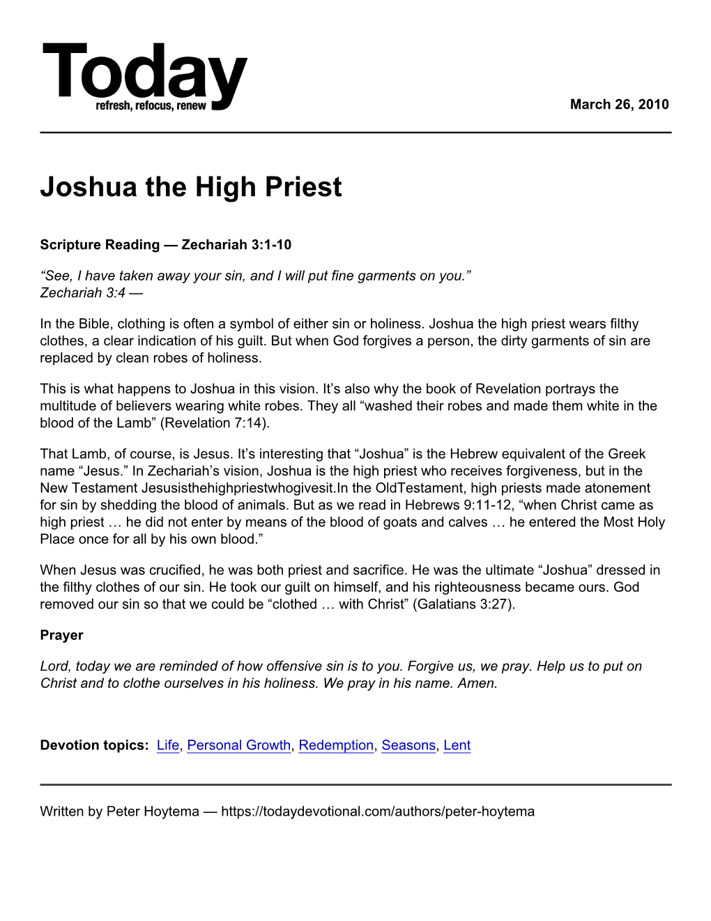 Joshua the High Priest