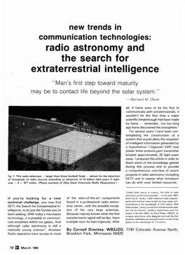 Radio Astronomy and the Search for Extraterrestial Intelligence