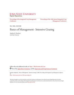 Basics of Management - Intensive Grazing Stephen K