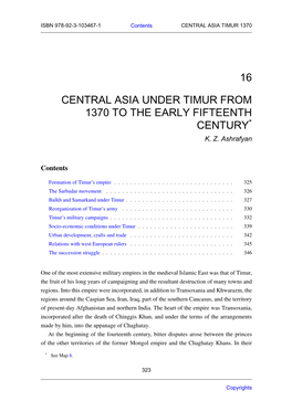 16 Central Asia Under Timur from 1370 to the Early