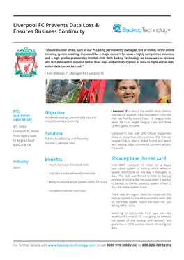 Liverpool FC Prevents Data Loss & Ensures Business Continuity