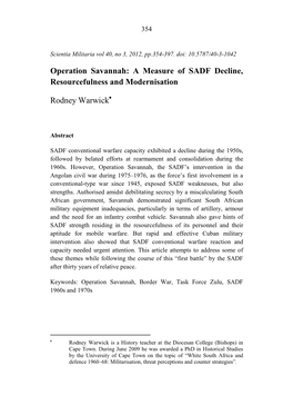 Operation Savannah: a Measure of SADF Decline, Resourcefulness and Modernisation