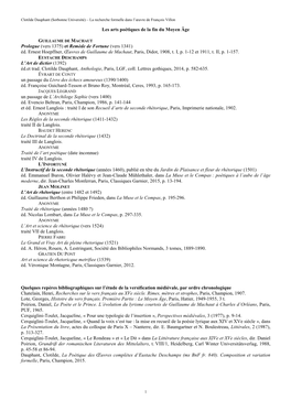 Les Arts Poétiques De La Fin Du Moyen Âge Prologue (Vers 1375) Et Remède De Fortune (Vers 1341) Éd. Ernest Hoepffner, Œuvre