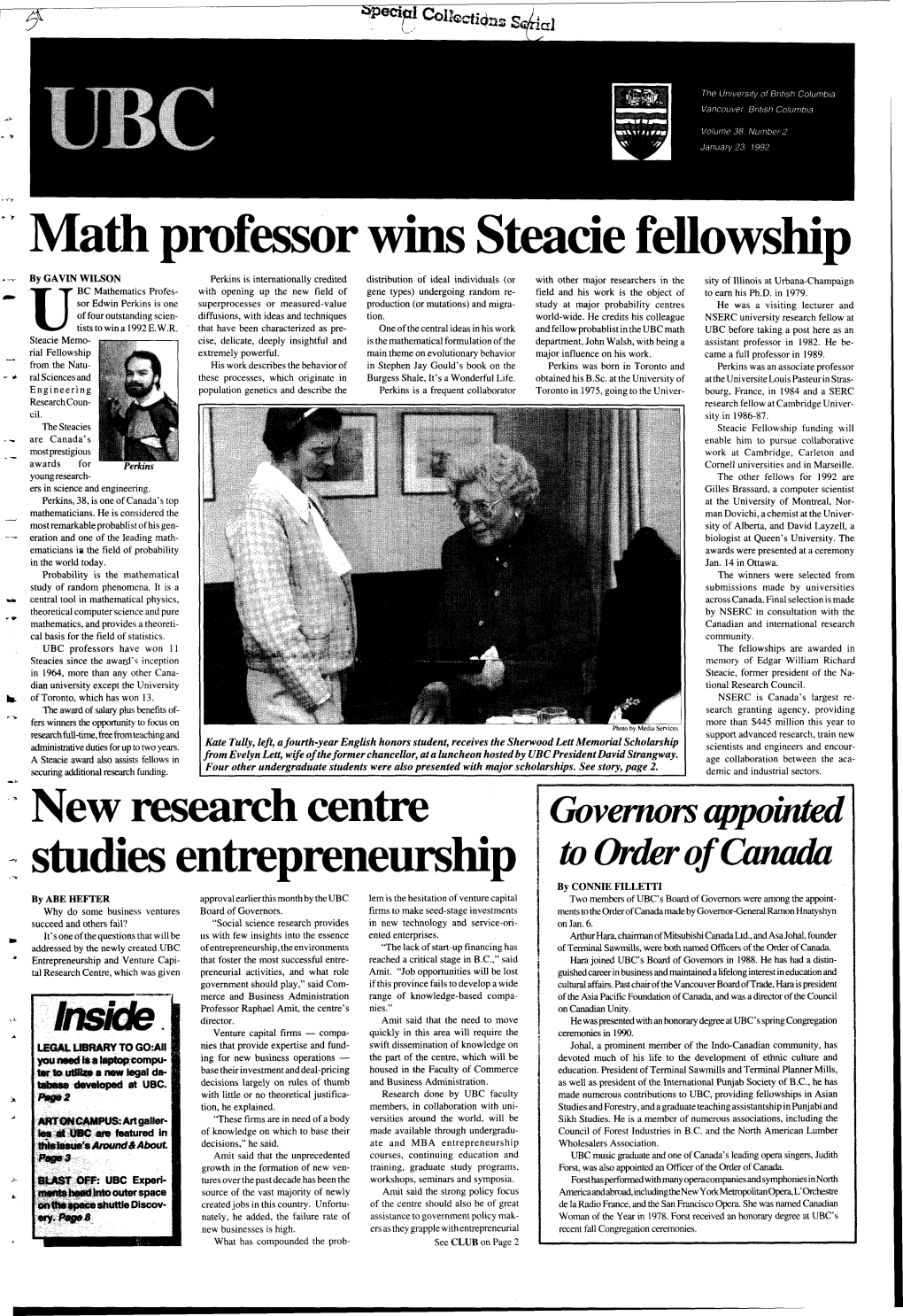 Math Professor Wins Steacie Fellowship