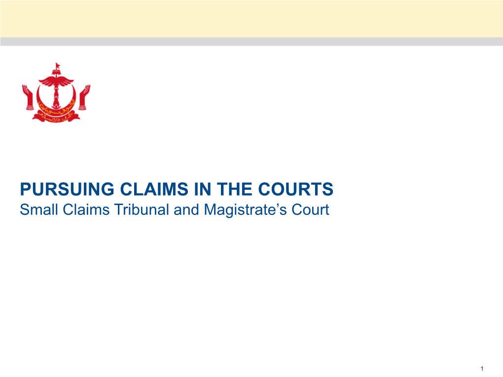 Small Claims Tribunal – the Claim