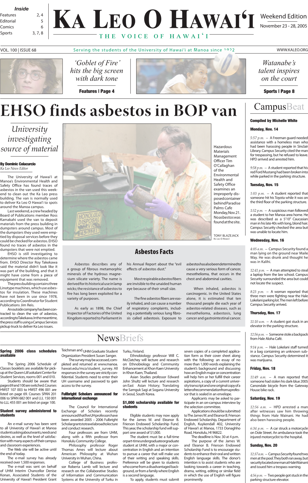 EHSO Finds Asbestos in BOP Van Campusbeat
