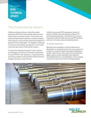 The Chrome Plating Industry PFAS TECHNICAL UPDATE