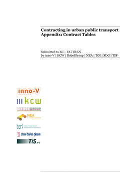 Contracting in Urban Public Transport Appendix: Contract Tables